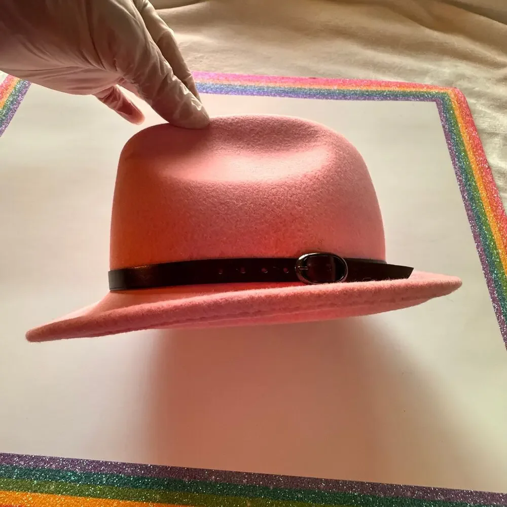 Filippo Catarzi Pink Wool Hat w Black Band Vintage Pristine Italian Fedora